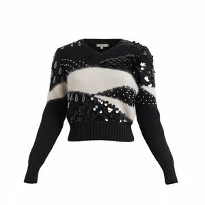 Vintage Black and White Sequin Sweater